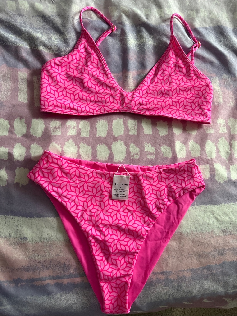 Pink Patterned Women's Bikini Set - Floral Print